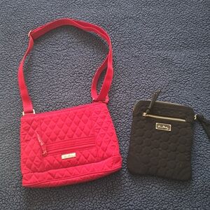 Vera Bradley Red and Black Quilted Crossbody Bag Set